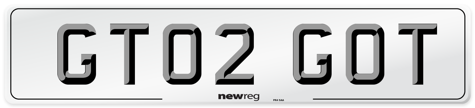 GT02 GOT Number Plate from New Reg